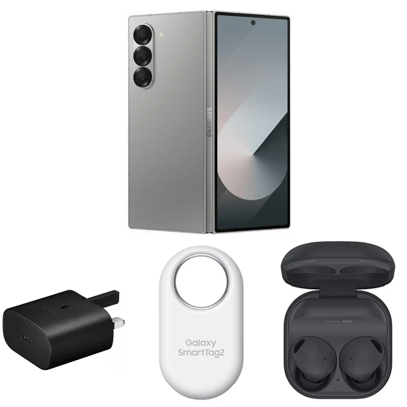 Samsung Galaxy Z Fold6 7.6" 12 GB RAM 512 GB, Silver with Buds Pro2 with SmartTag2 with 25W Adapter