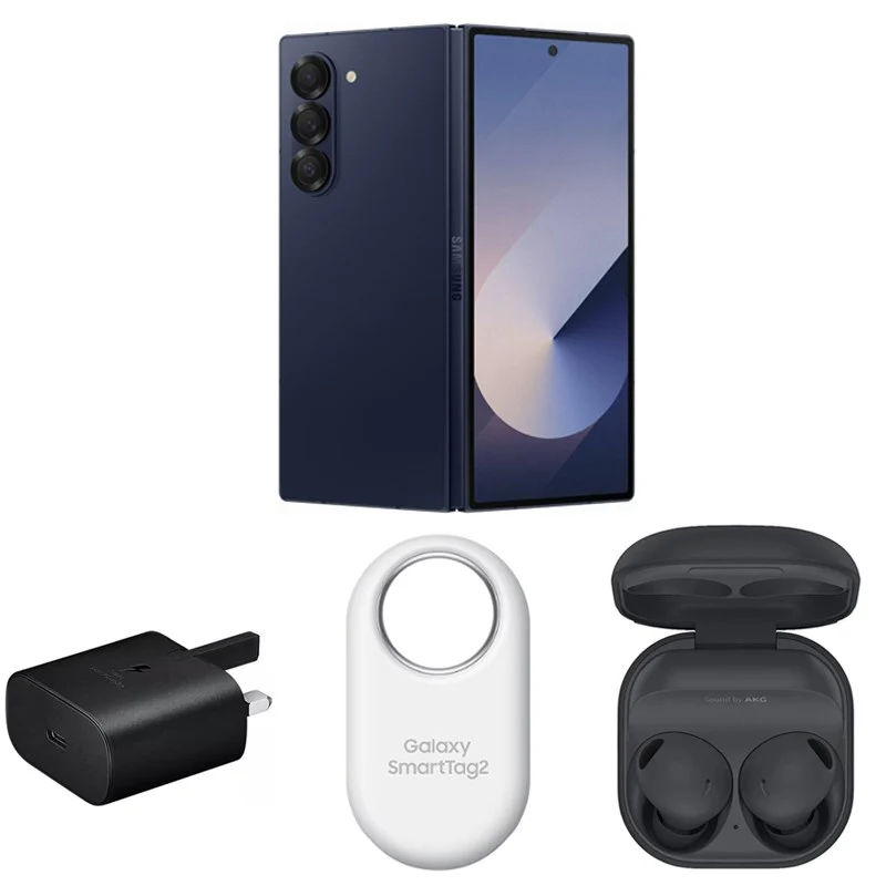 Samsung Galaxy Z Fold6 7.6" 12 GB RAM 512 GB, Navy with Buds Pro2 with SmartTag2 with 25W Adapter