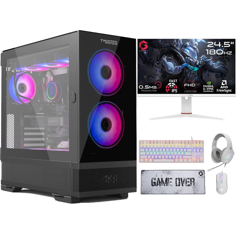 i5 GAMING PC i5-14400F, RTX 4060, Windows 11 PRO with GAMEON 24" FHD 180Hz Gaming Monitor and GAMEON VIPER XA 4in1 Gaming Kit