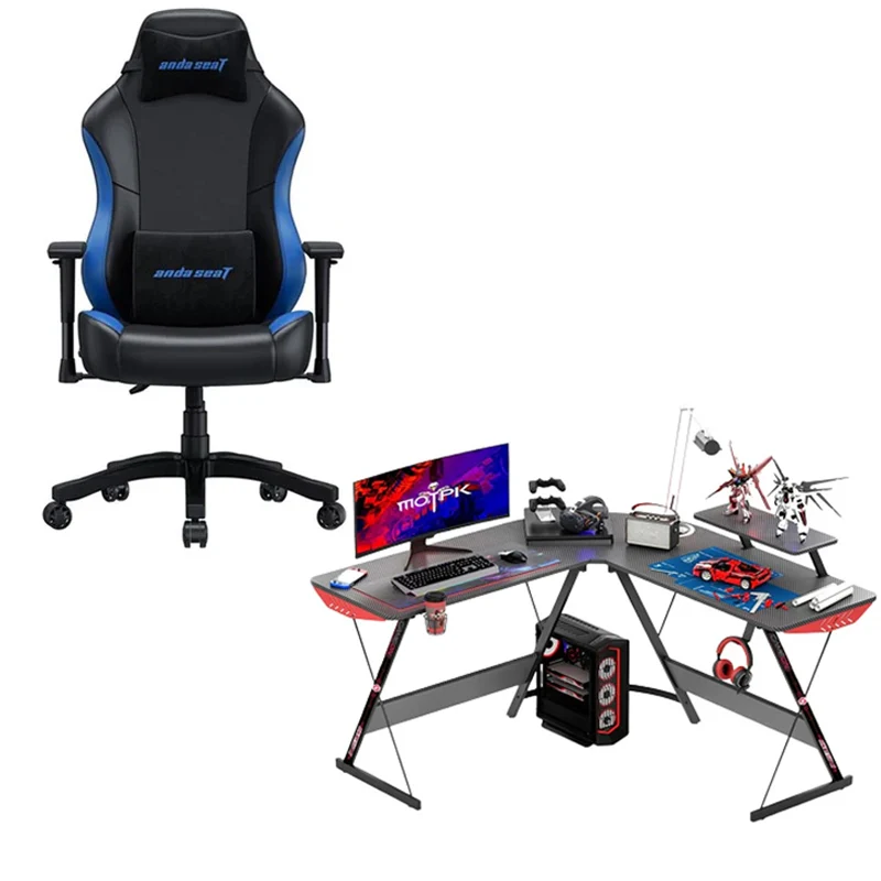 Anda Seat Luna Series Gaming Chair Large + GAMEON L-Shaped Slayer I Series Gaming Desk
