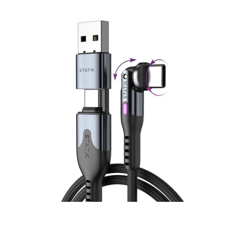 Statik Power Pivot Pro 100 W Nylon Braided Type C to Type C Cable 0.9 M